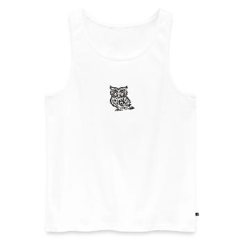 Hibou stylisé - Débardeur bio Premium Homme - blanc - Devant - Michal (187cm)