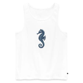 Elegante Marine Seepferdchen Illustration - Männer Premium Bio Tank Top - Weiß - Vorne - AI Model Male 178 light (178cm)