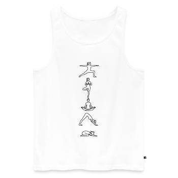 Yoga Flow - 5 postures minimalistes en art lineal - Débardeur bio Premium Homme - blanc - Devant - Michal (187cm)