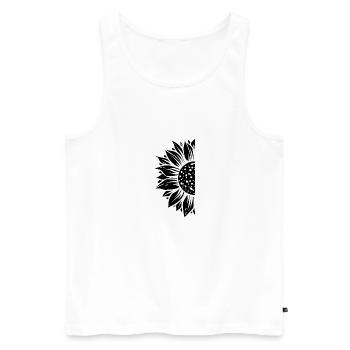 Demi-tournesol noir - Débardeur bio Premium Homme - blanc - Devant - AI Model Male 178 light (178cm)