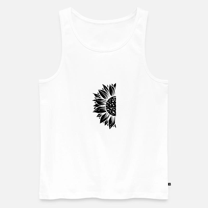 Halb Sonnenblume schwarz - Männer Premium Bio Tank Top - Weiß