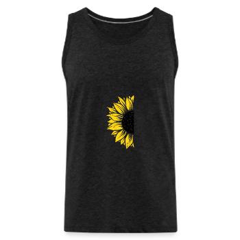 Demi-tournesol noir et jaune - Débardeur bio Premium Homme - charbon - Devant - Alexander (188cm)