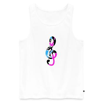 Musik Notenschlüssel Note Melodie Musiknote Sound - Männer Premium Bio Tank Top - Weiß - Vorne - AI Model Male 178 light (178cm)