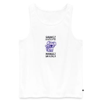 Save a eucalyptus, eat a koala. - Men's Premium Organic Tank Top - white - Front - AI Model Male 178 light (178cm)