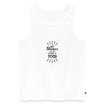 Le Bonheur c'est de pratiquer le Yoga ! - Débardeur bio Premium Homme - blanc - Devant - AI Model Male 178 light (178cm)