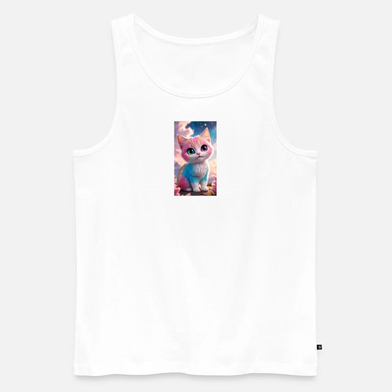 Süßes pinkes Kätzchen - Männer Premium Bio Tank Top - Weiß