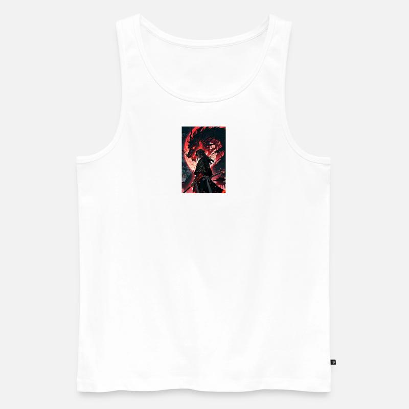 Samurai mit Drache - Männer Premium Bio Tank Top - Weiß