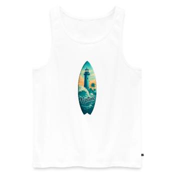 Planche de surf Neptune Lighthouse - Débardeur bio Premium Homme - blanc - Devant - AI Model Male 178 light (178cm)