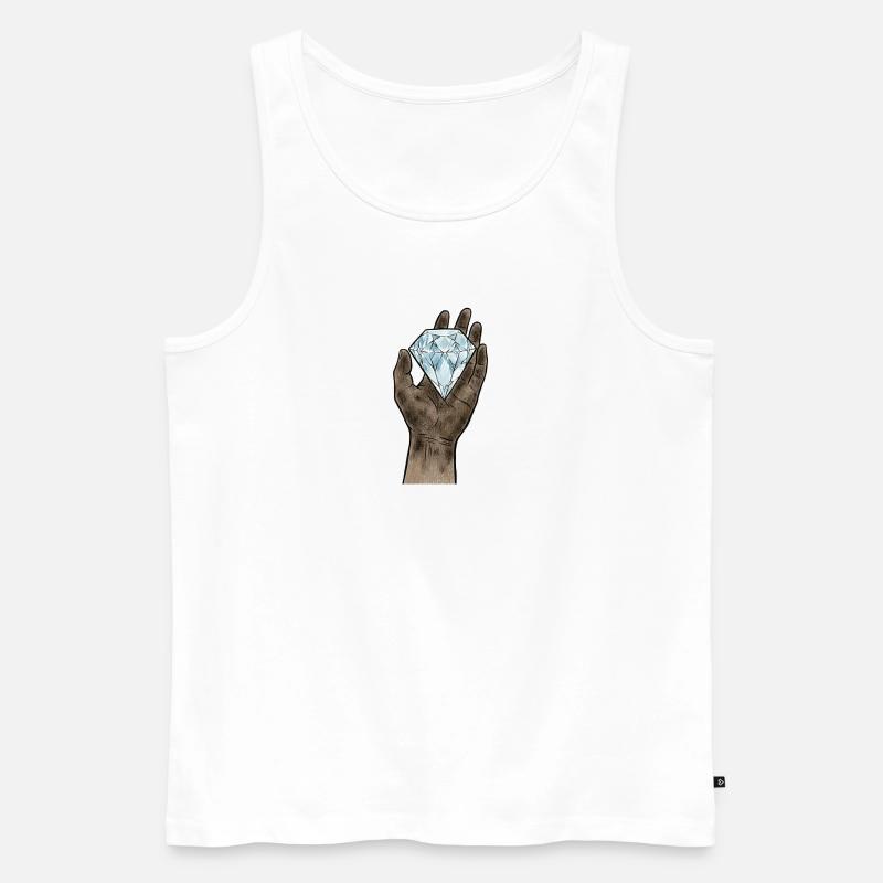 Minimalistischer handgefertigter Diamant - Männer Premium Bio Tank Top - Weiß