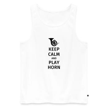 keep calm and play horn - Männer Premium Bio Tank Top - Weiß - Vorne - Michal (187cm)