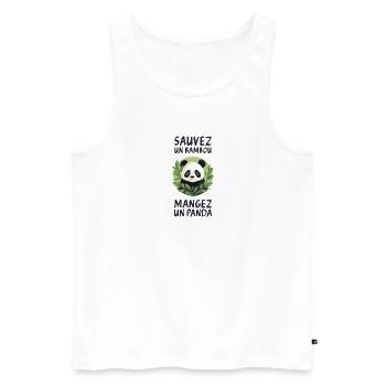 Save a bamboo, eat a panda. - Men's Premium Organic Tank Top - white - Front - AI Model Male 178 light (178cm)