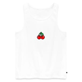 Cherry in Pixel Art Sweet Fruit - Men's Premium Organic Tank Top - white - Front - Michal (187cm)