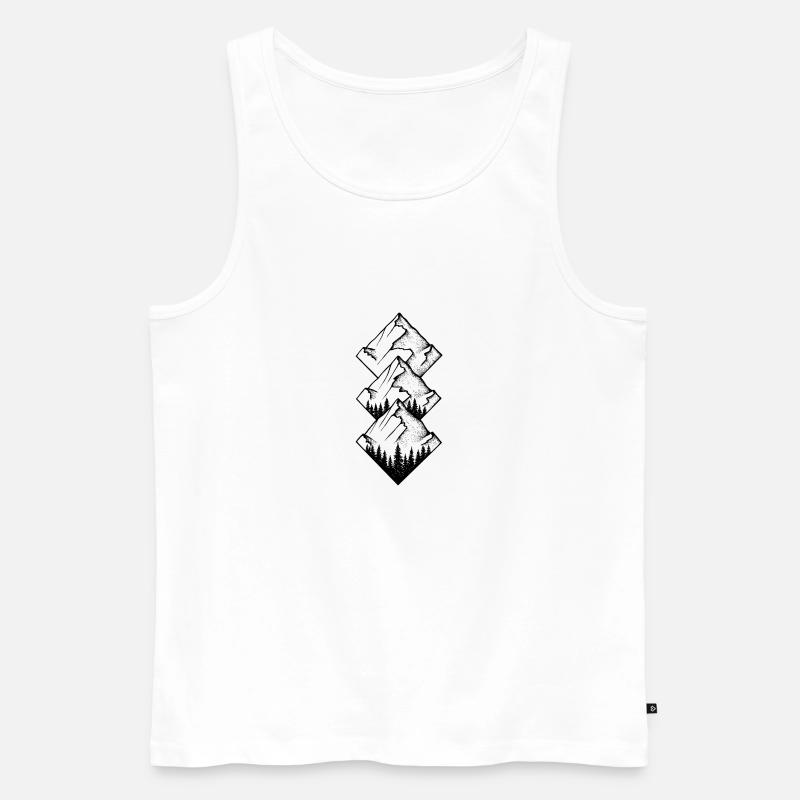 Geometrisches Bergdesign (schwarz) - Männer Premium Bio Tank Top - Weiß