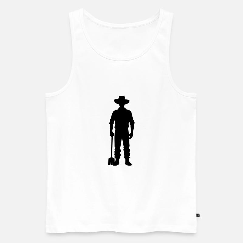 Farmer Silhouette - Männer Premium Bio Tank Top - Weiß