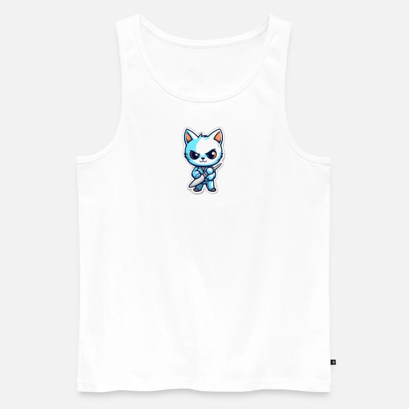 Gefährliche Katze mit Messer - Männer Premium Bio Tank Top - Weiß