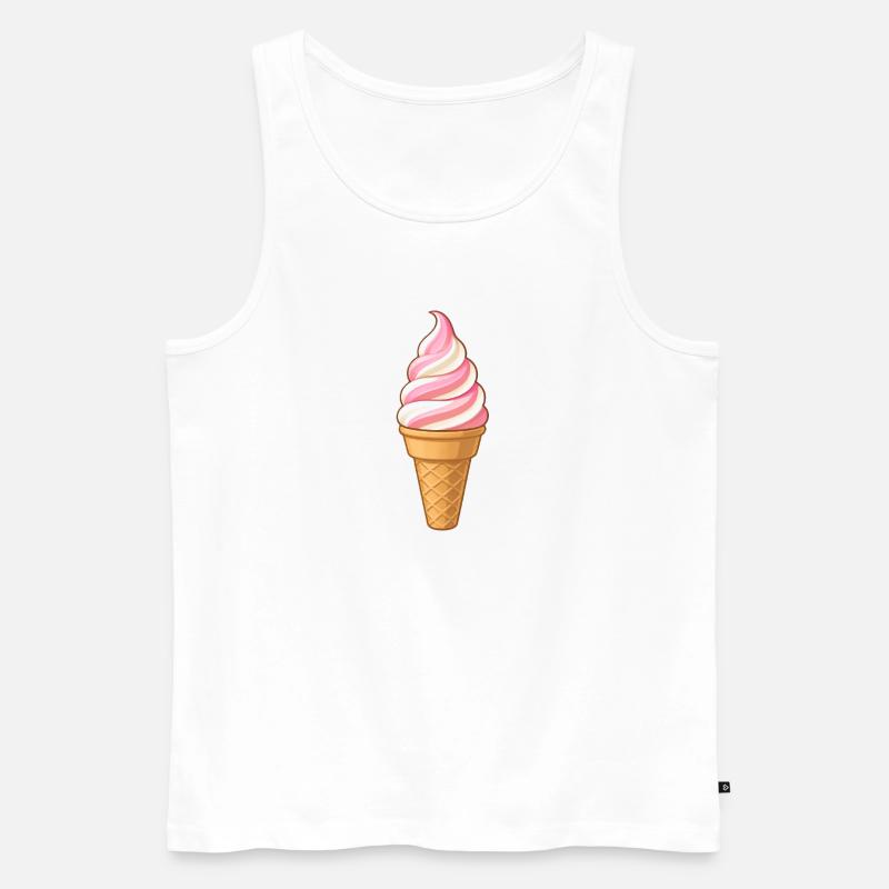 Softeis Erdbeer-Vanille - Männer Premium Bio Tank Top - Weiß