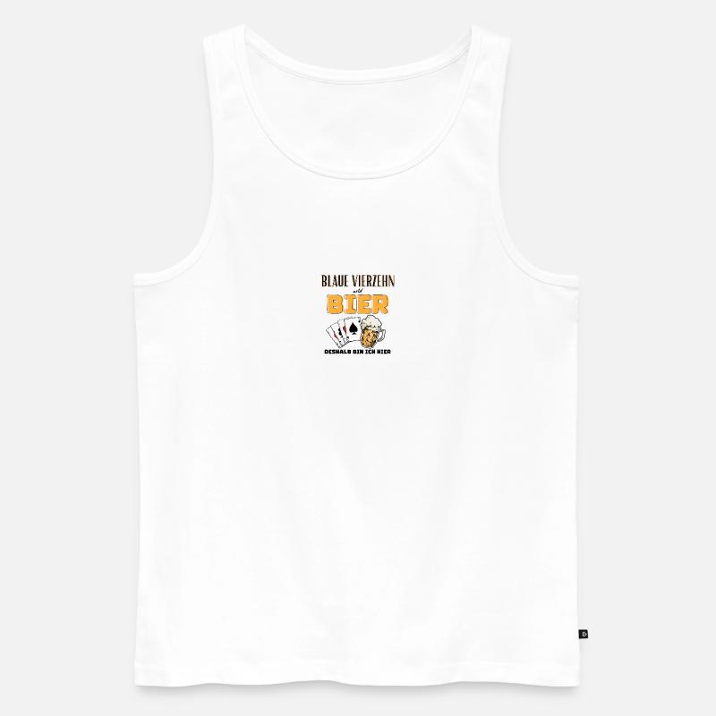 Blaue Vierzehn und Bier - Männer Premium Bio Tank Top - Weiß