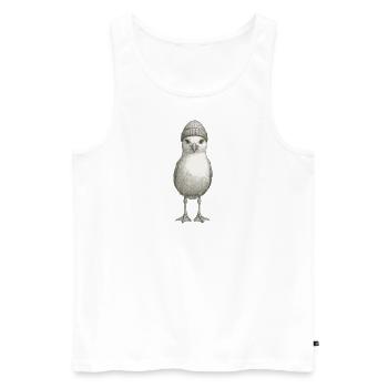 Hamburg Nordsee Möwe Mütze Beanie Schwarz Weiß - Männer Premium Bio Tank Top - Weiß - Vorne - Michal (187cm)