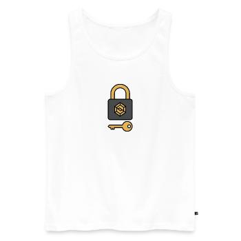 Sécurité des cryptomonnaies | Symbole de serrure et de clé - Débardeur bio Premium Homme - blanc - Devant - AI Model Male 178 light (178cm)