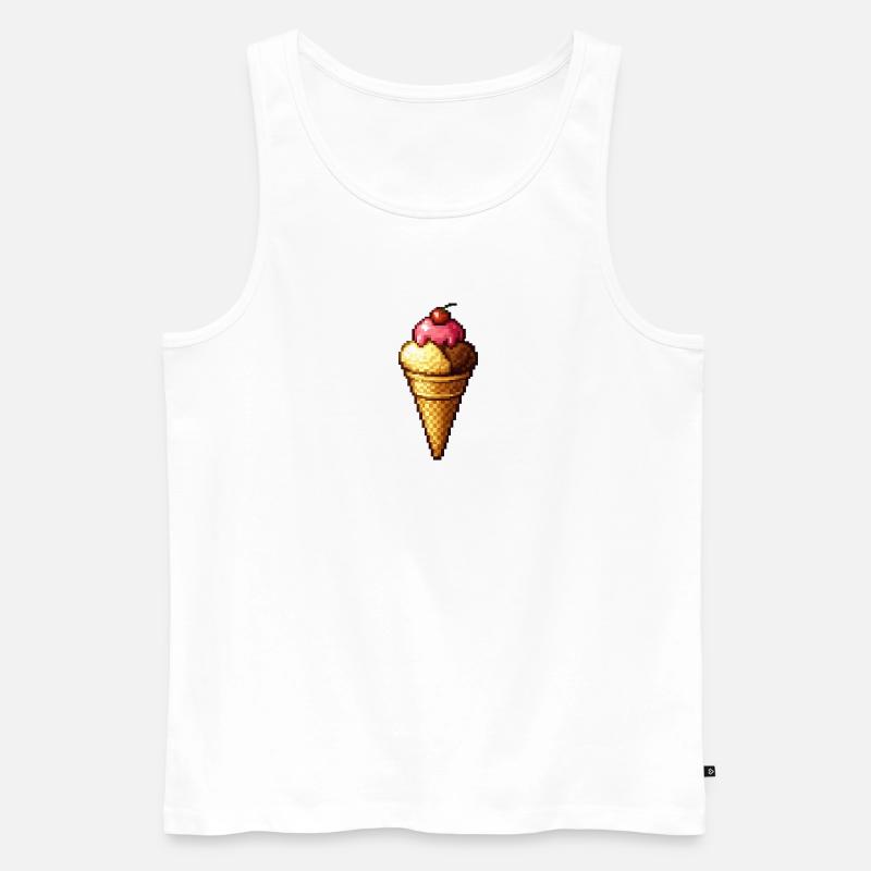 Retro Pixel Eiscreme Cone - Männer Premium Bio Tank Top - Weiß
