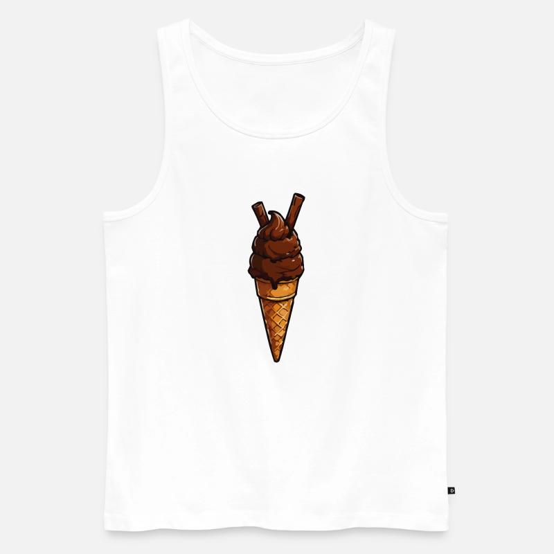 Schokoladen-Eis Cone Muster - Männer Premium Bio Tank Top - Weiß