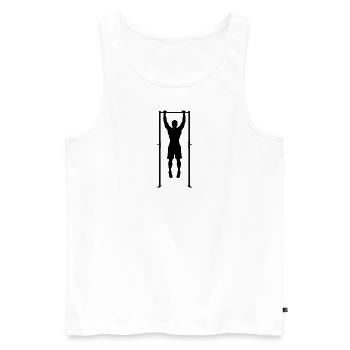 Gymnastique, tractions, tractions, musculations, corps - Débardeur bio Premium Homme - blanc - Devant - AI Model Male 178 light (178cm)