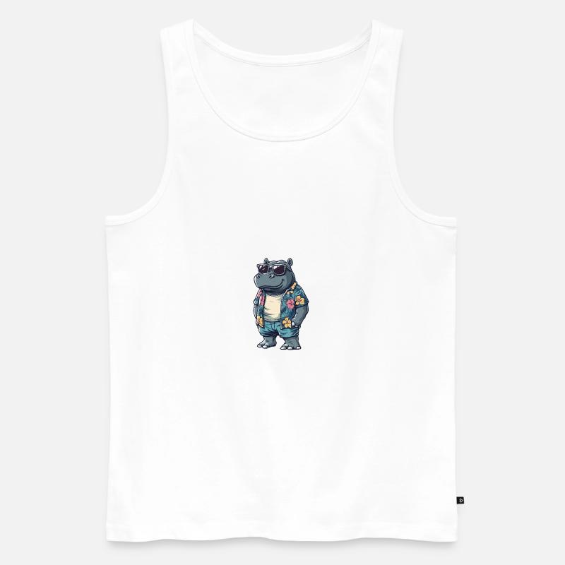Nilpferd Cool Sommer - Männer Premium Bio Tank Top - Weiß