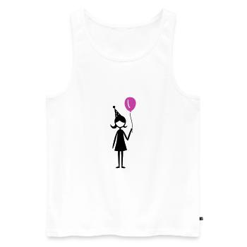 Anniversaire Ballon Fille Enfant - Débardeur bio Premium Homme - blanc - Devant - AI Model Male 178 light (178cm)