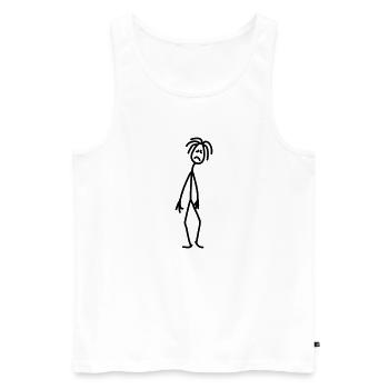 Sad unfortunate stick figure depressed - Men's Premium Organic Tank Top - white - Front - AI Model Male 178 light (178cm)