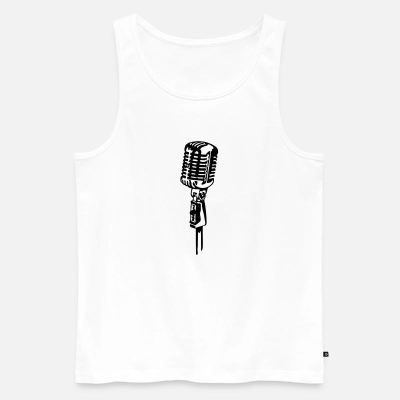 Retro Mikrofon - Männer Premium Bio Tank Top - Weiß
