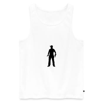 Mechanic Man tool work worker - Men's Premium Organic Tank Top - white - Front - AI Model Male 178 light (178cm)