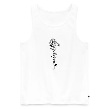 Natascha Nom Prénom Prénom Fleur - Débardeur bio Premium Homme - blanc - Devant - Michal (187cm)