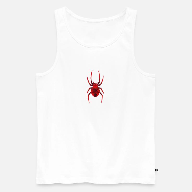 Rote Low Polygon Spinne - Männer Premium Bio Tank Top - Weiß