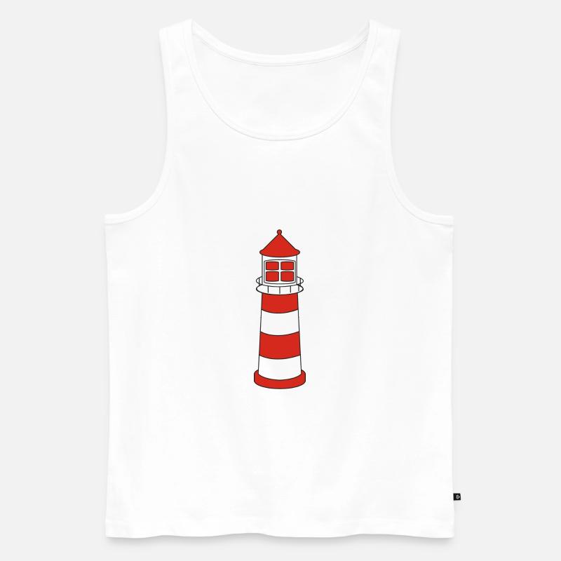 Roter Leuchtturm - Männer Premium Bio Tank Top - Weiß