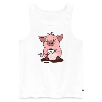 Café Cochon Matin Moufle Lève-Tard - Débardeur bio Premium Homme - blanc - Devant - Michal (187cm)