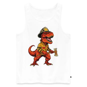 Firefighter T-Rex Dinosaur Hero Design - Men's Premium Organic Tank Top - white - Front - AI Model Male 178 light (178cm)