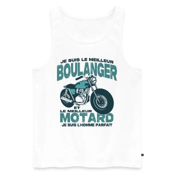Le meilleur motard et le meilleur boulanger - Débardeur bio Premium Homme - blanc - Devant - Michal (187cm)
