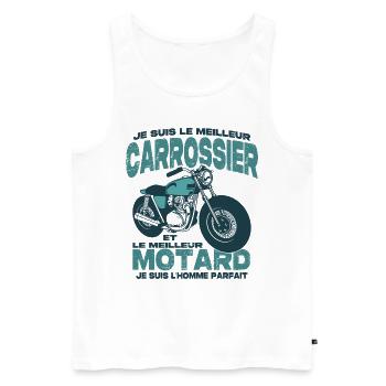 Le meilleur motard et le meilleur carrossier - Débardeur bio Premium Homme - blanc - Devant - Michal (187cm)