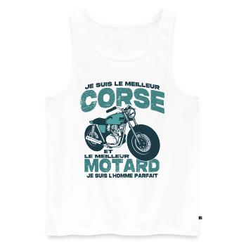 Le meilleur motard et le meilleur corse - Débardeur bio Premium Homme - blanc - Devant - Michal (187cm)