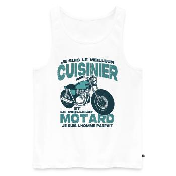 Le meilleur motard et le meilleur cuisinier - Débardeur bio Premium Homme - blanc - Devant - Michal (187cm)
