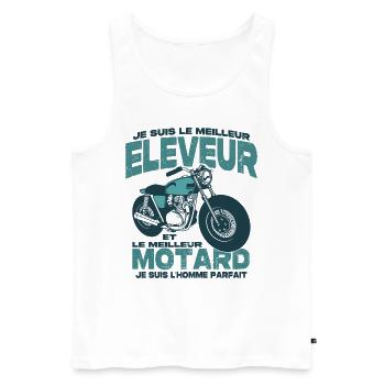 Le meilleur motard et le meilleur éleveur - Débardeur bio Premium Homme - blanc - Devant - Michal (187cm)