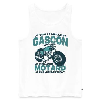 Le meilleur motard et le meilleur gascon - Débardeur bio Premium Homme - blanc - Devant - Michal (187cm)