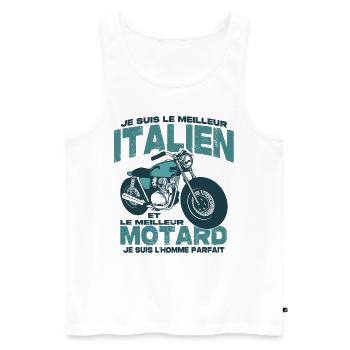 Le meilleur motard et le meilleur italien - Débardeur bio Premium Homme - blanc - Devant - Michal (187cm)