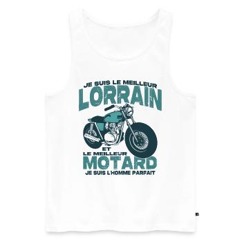 Le meilleur motard et le meilleur lorrain - Débardeur bio Premium Homme - blanc - Devant - Michal (187cm)