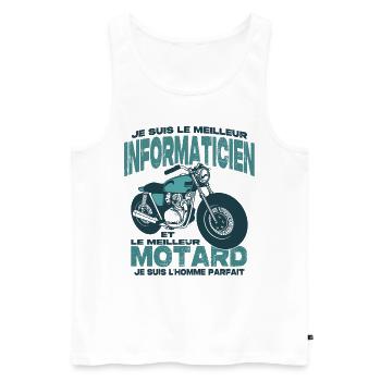 Le meilleur motard et le meilleur informaticien - Débardeur bio Premium Homme - blanc - Devant - Michal (187cm)