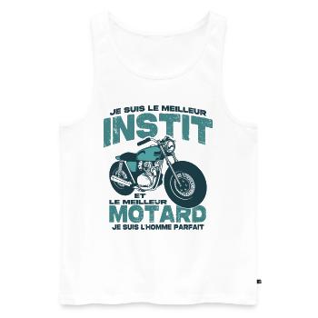 Le meilleur motard et le meilleur instit - Débardeur bio Premium Homme - blanc - Devant - Michal (187cm)