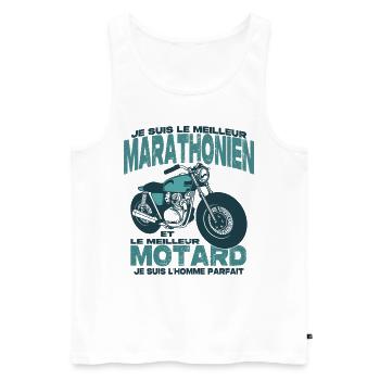 Le meilleur motard et le meilleur marathonien - Débardeur bio Premium Homme - blanc - Devant - Michal (187cm)