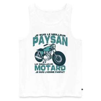 Le meilleur motard et le meilleur paysan - Débardeur bio Premium Homme - blanc - Devant - Michal (187cm)