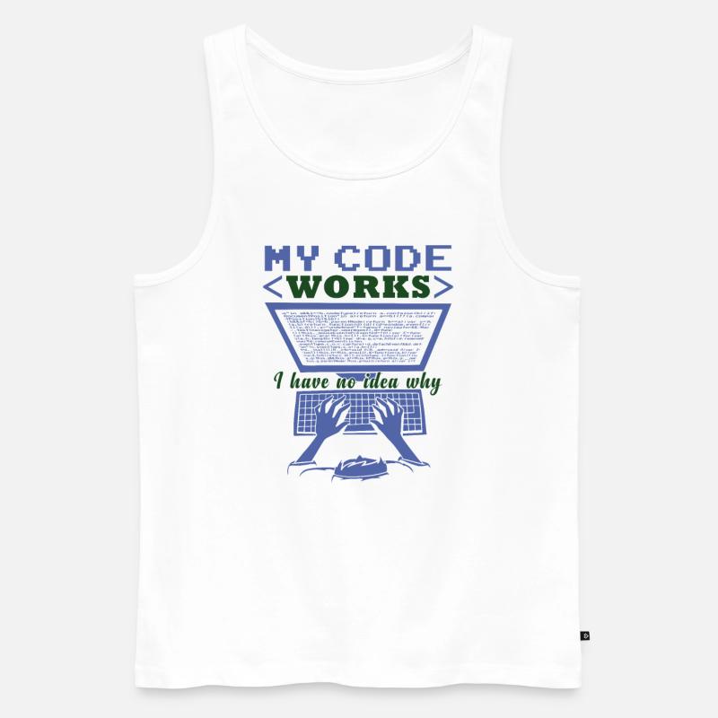 Funny Code Joke Coding - Men's Premium Organic Tank Top - white