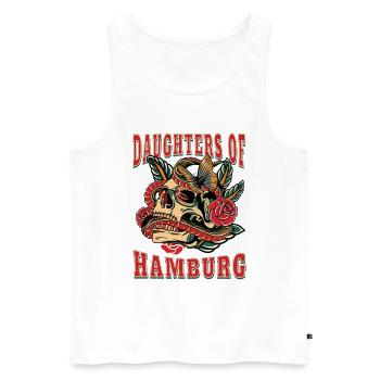 Hamburg Frau Geschenk daughters of Hamburg - Männer Premium Bio Tank Top - Weiß - Vorne - Michal (187cm)